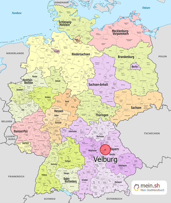 Deutschlandkarte mit Velburg