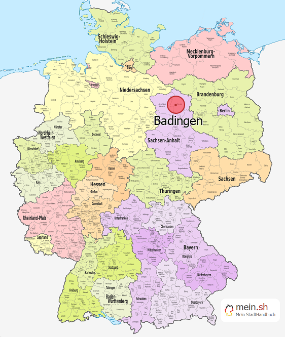 Deutschlandkarte mit Badingen