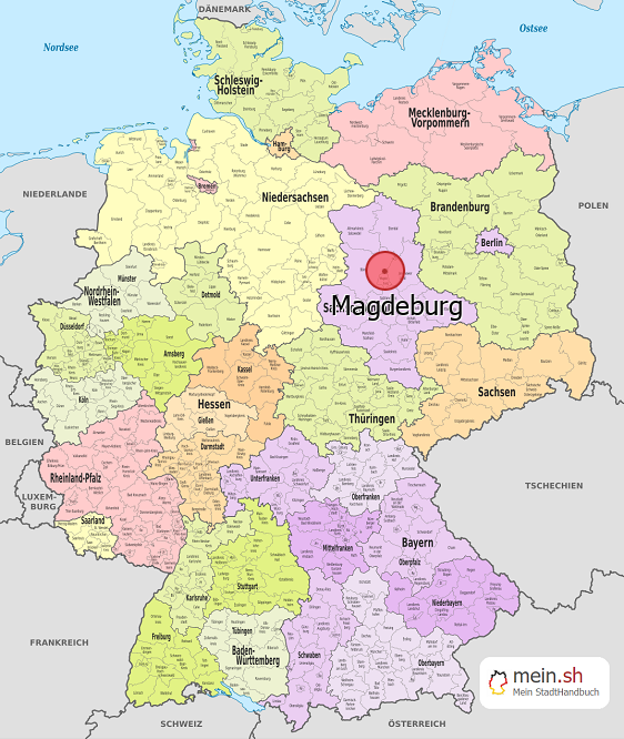 Deutschlandkarte mit Magdeburg