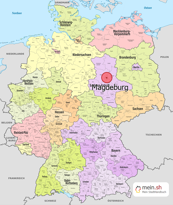 Deutschlandkarte mit Magdeburg