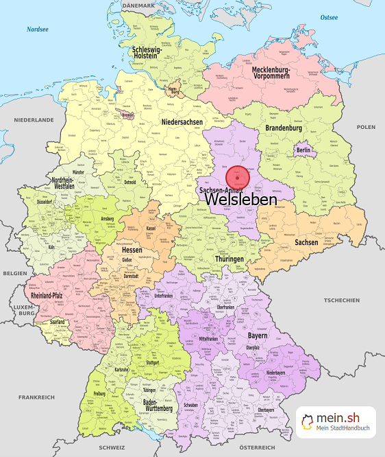 Deutschlandkarte mit Welsleben
