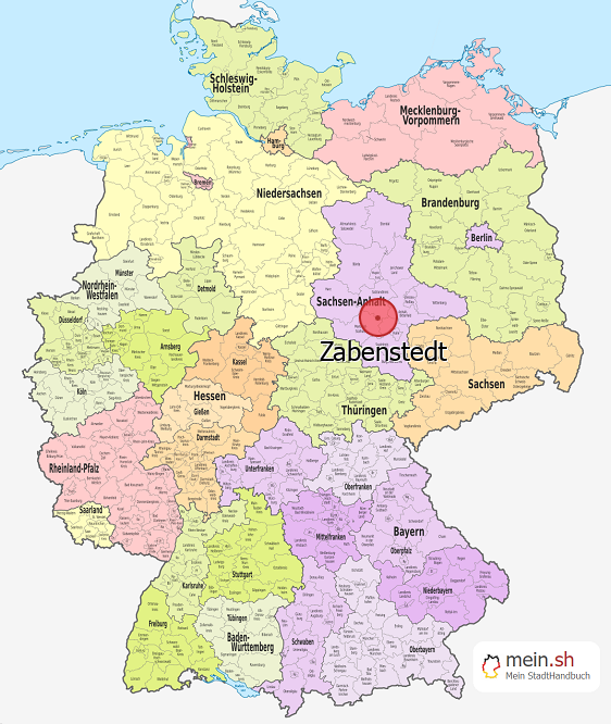 Deutschlandkarte mit Zabenstedt