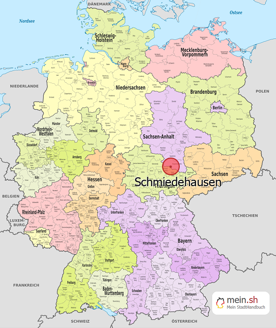 Deutschlandkarte mit Schmiedehausen
