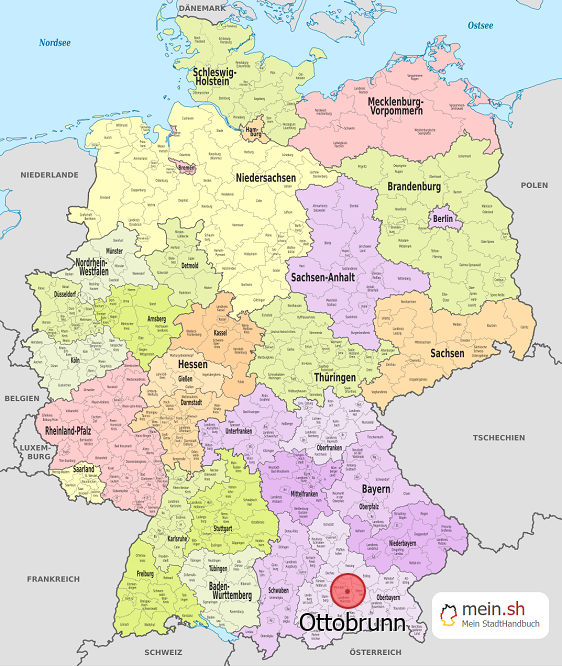 Deutschlandkarte mit Ottobrunn