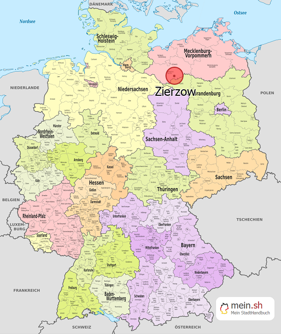 Deutschlandkarte mit Zierzow