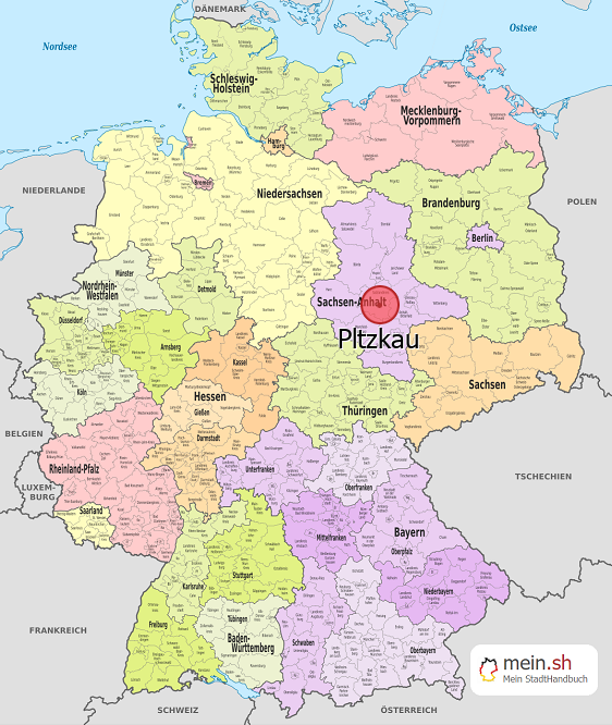 Deutschlandkarte mit Pltzkau