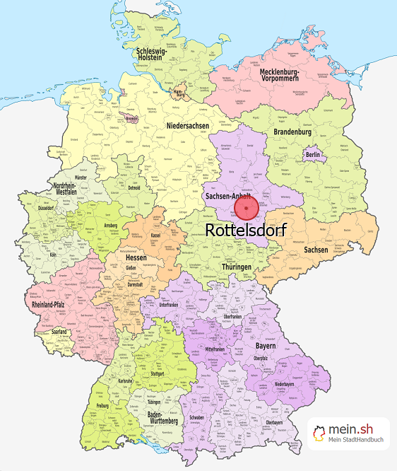 Deutschlandkarte mit Rottelsdorf