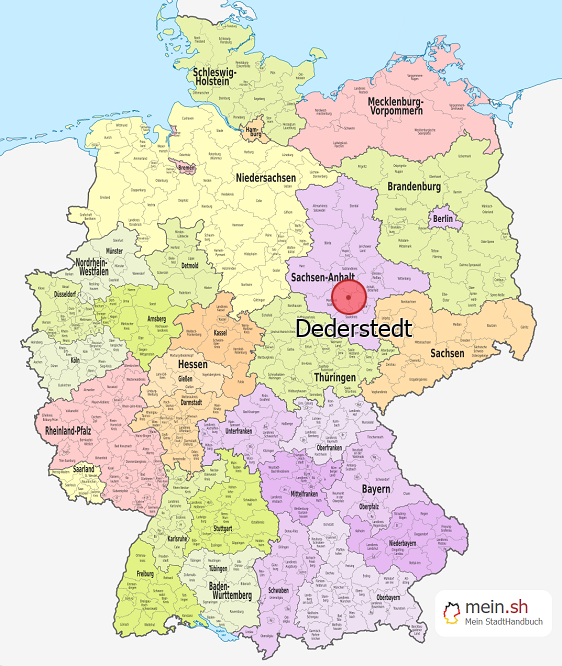Deutschlandkarte mit Dederstedt
