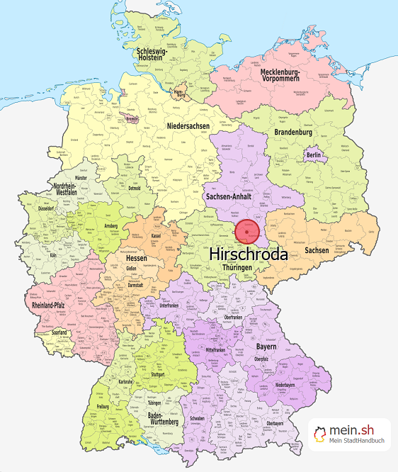 Deutschlandkarte mit Hirschroda