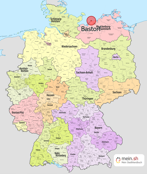 Deutschlandkarte mit Bastorf