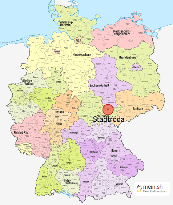 Deutschlandkarte mit Stadtroda