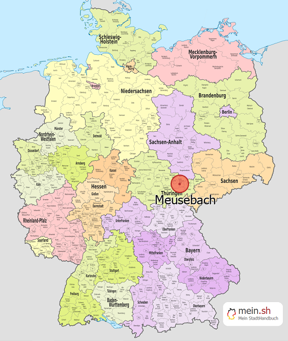 Deutschlandkarte mit Meusebach