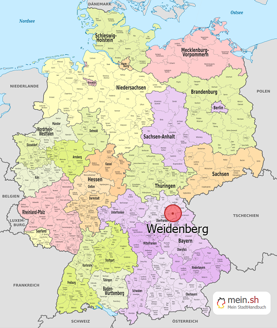 Deutschlandkarte mit Weidenberg