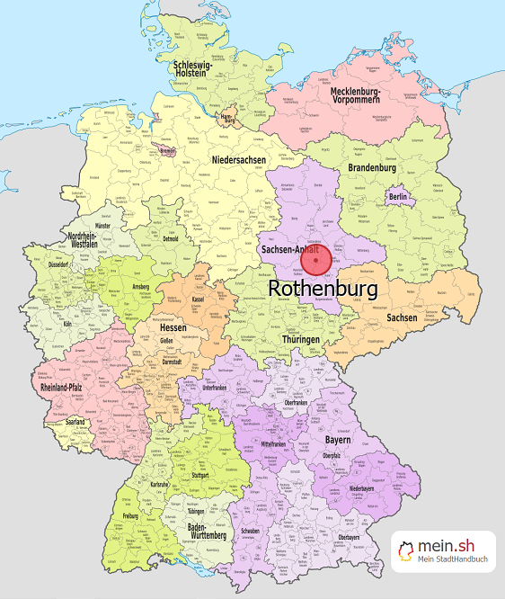 Deutschlandkarte mit Rothenburg