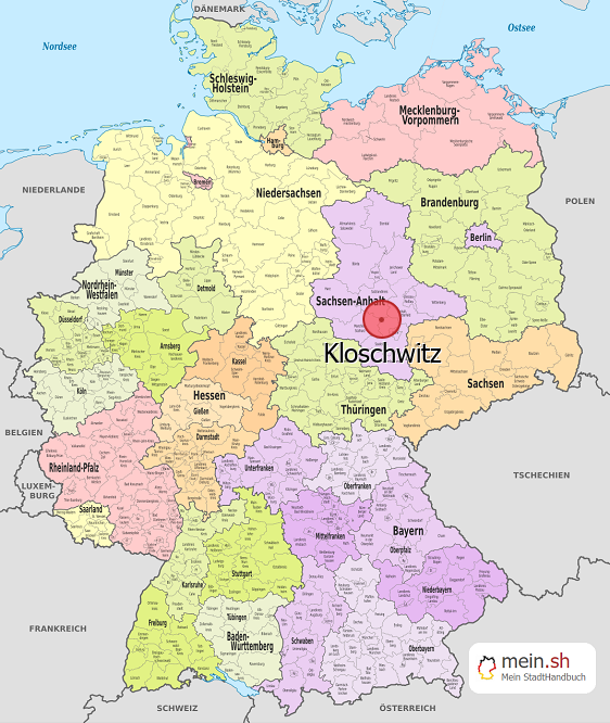 Deutschlandkarte mit Kloschwitz