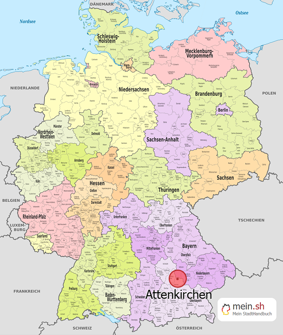 Deutschlandkarte mit Attenkirchen