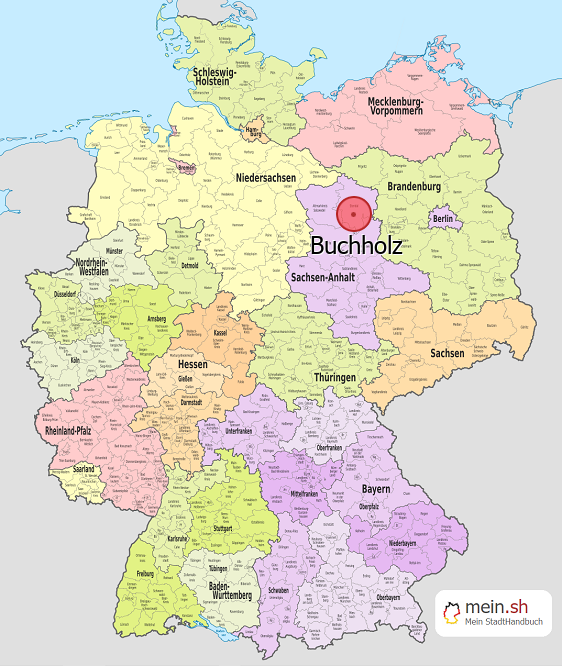 Deutschlandkarte mit Buchholz