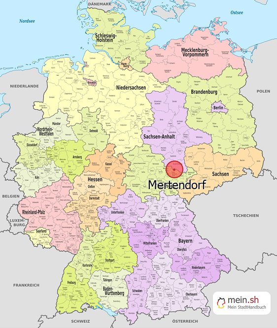 Deutschlandkarte mit Mertendorf