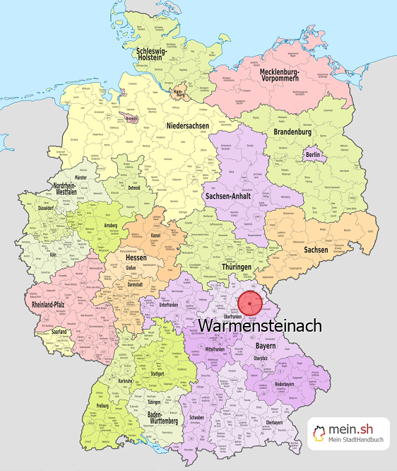 Deutschlandkarte mit Warmensteinach