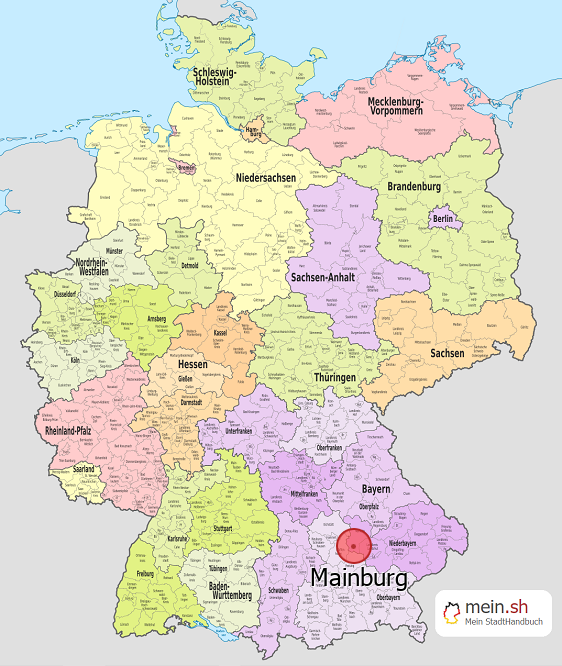 Deutschlandkarte mit Mainburg