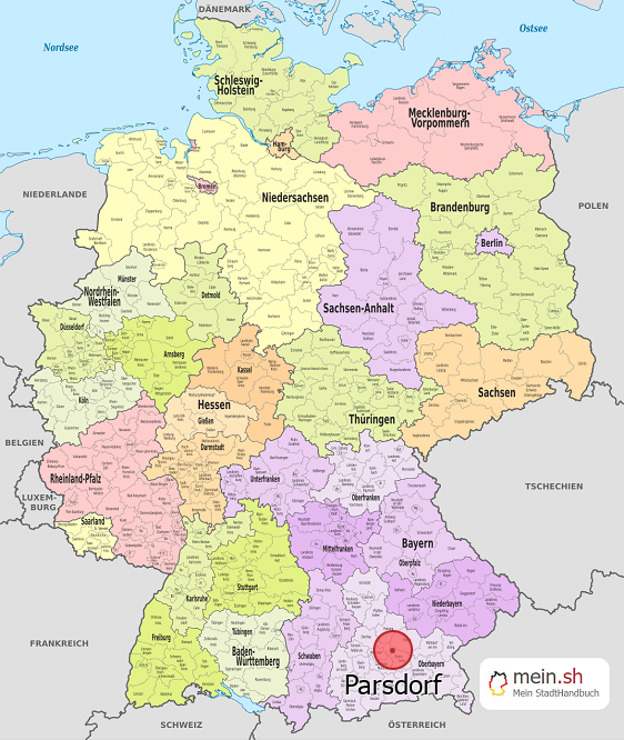 Deutschlandkarte mit Parsdorf