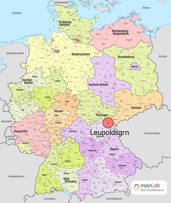 Deutschlandkarte mit Leupoldsgrn