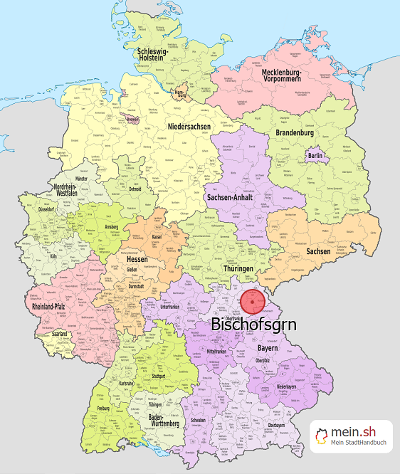Deutschlandkarte mit Bischofsgrn
