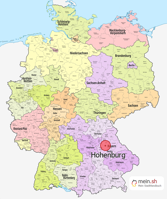 Deutschlandkarte mit Hohenburg