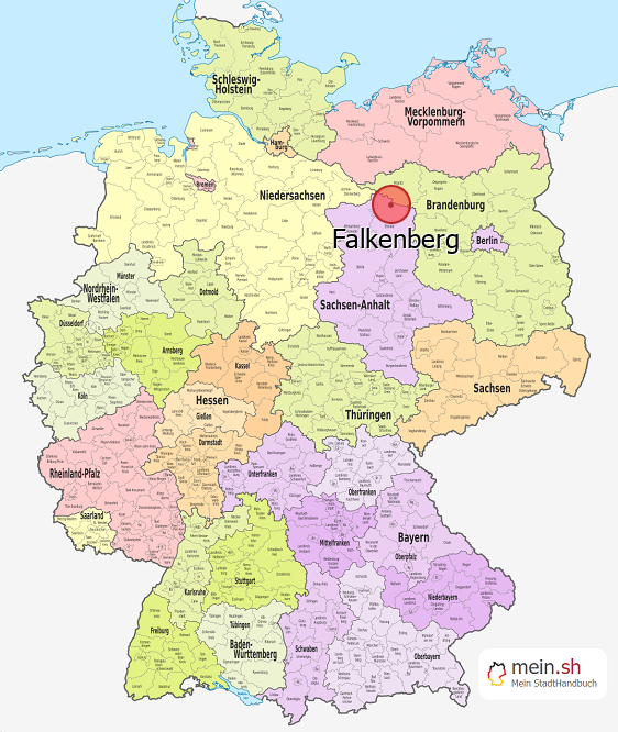Deutschlandkarte mit Falkenberg
