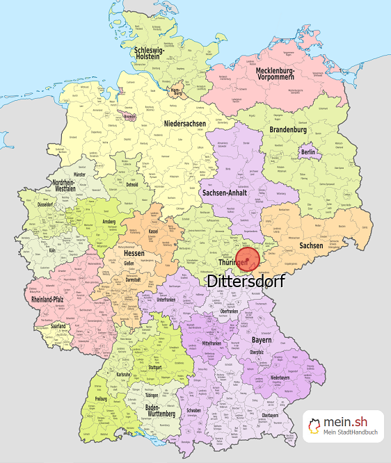 Deutschlandkarte mit Dittersdorf
