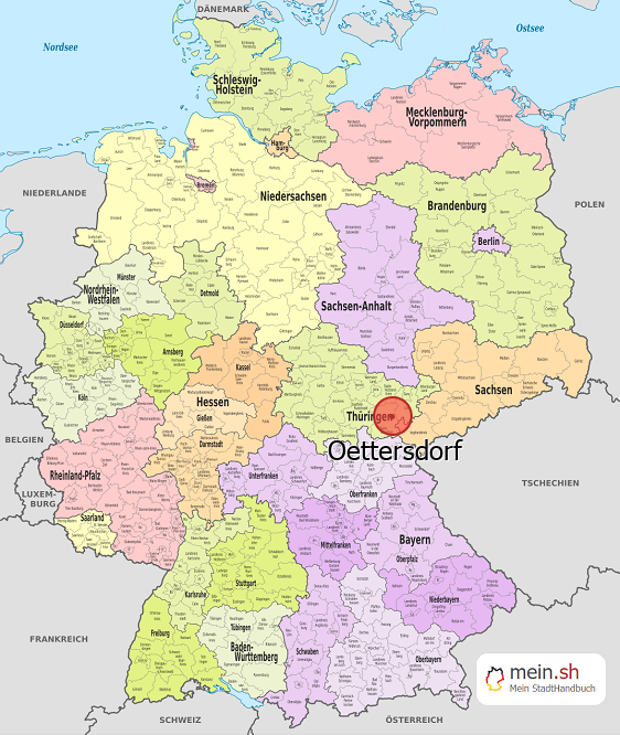 Deutschlandkarte mit Oettersdorf