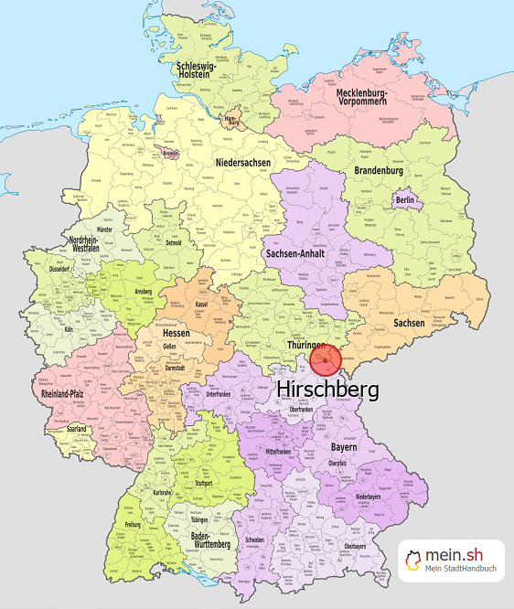 Deutschlandkarte mit Hirschberg