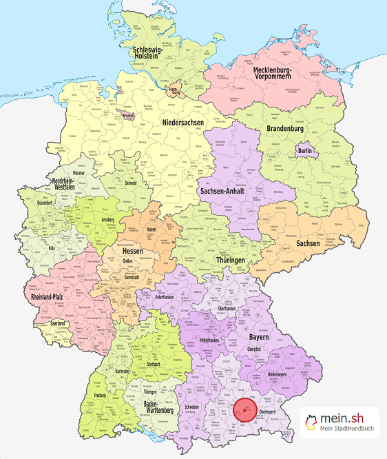 Deutschlandkarte mit Oberpframmern