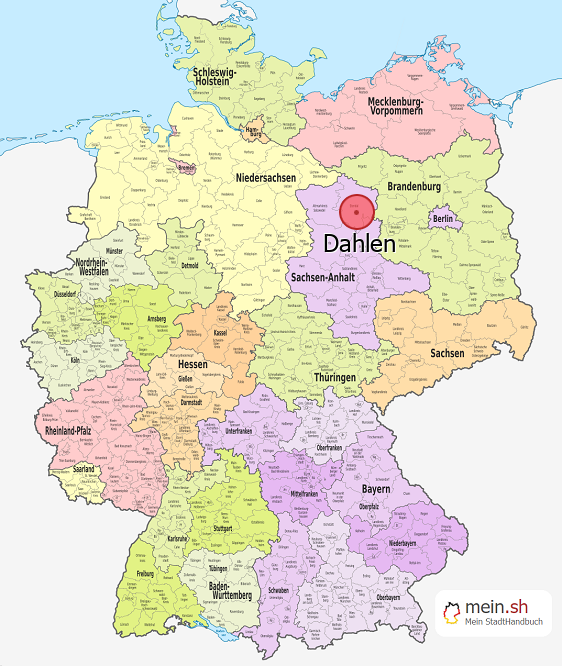 Deutschlandkarte mit Dahlen