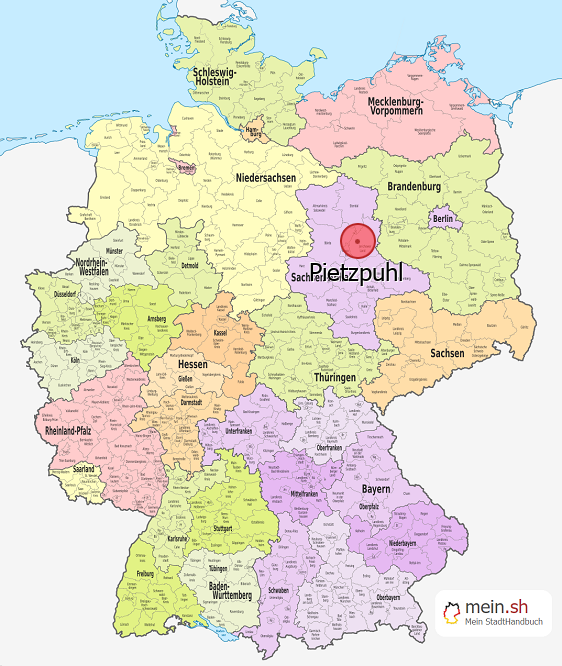 Deutschlandkarte mit Pietzpuhl