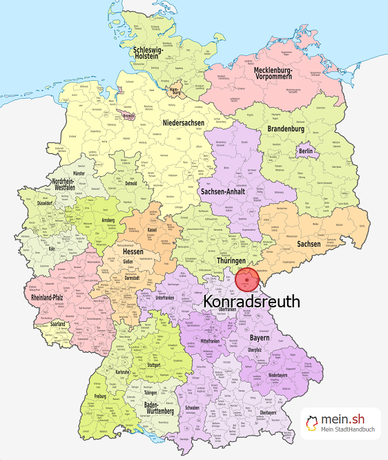 Deutschlandkarte mit Konradsreuth