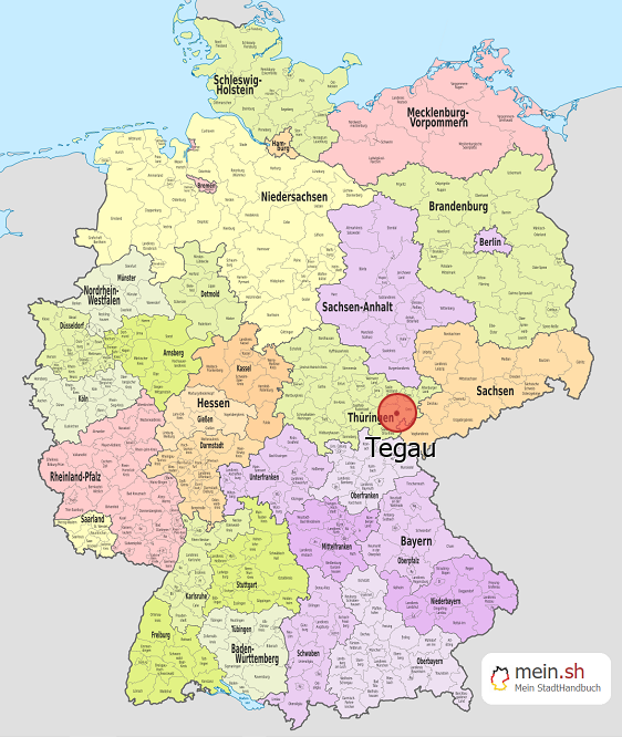 Deutschlandkarte mit Tegau