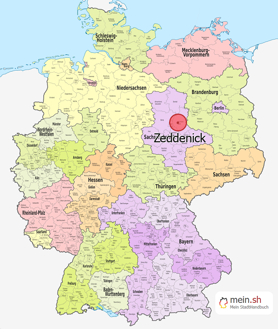 Deutschlandkarte mit Zeddenick