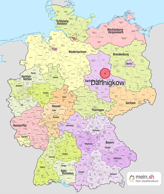 Deutschlandkarte mit Dannigkow