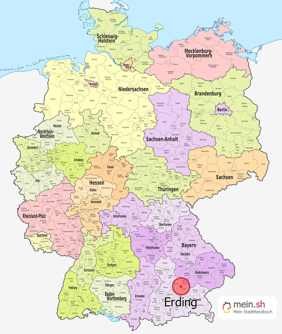 Deutschlandkarte mit Erding