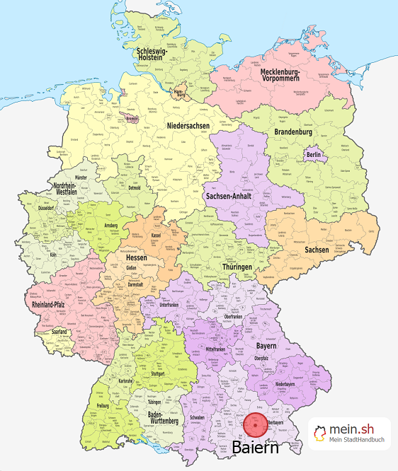 Deutschlandkarte mit Baiern