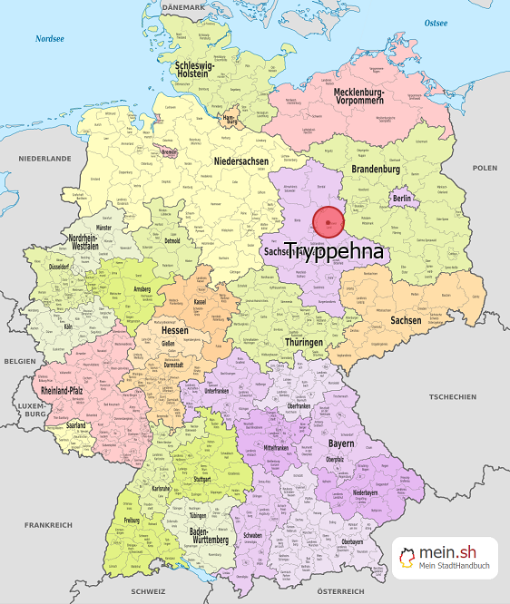 Deutschlandkarte mit Tryppehna
