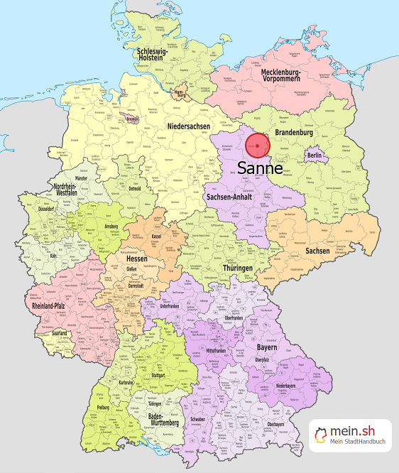 Deutschlandkarte mit Sanne