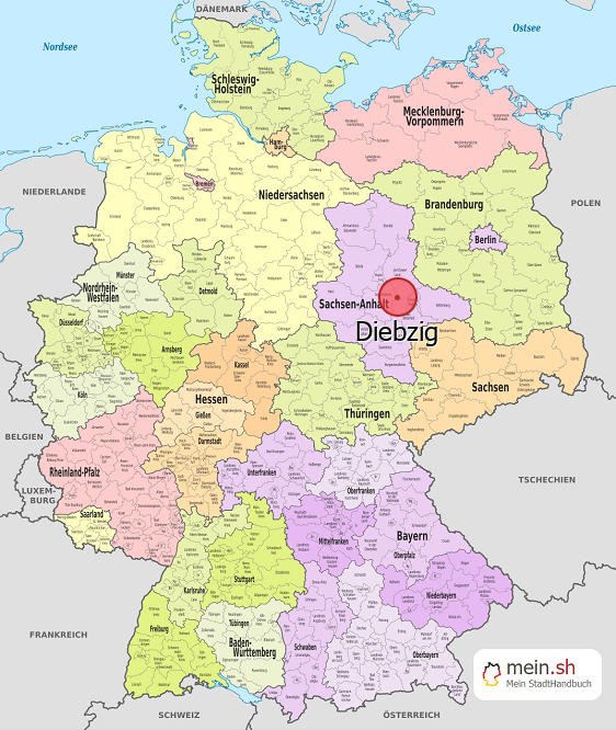 Deutschlandkarte mit Diebzig