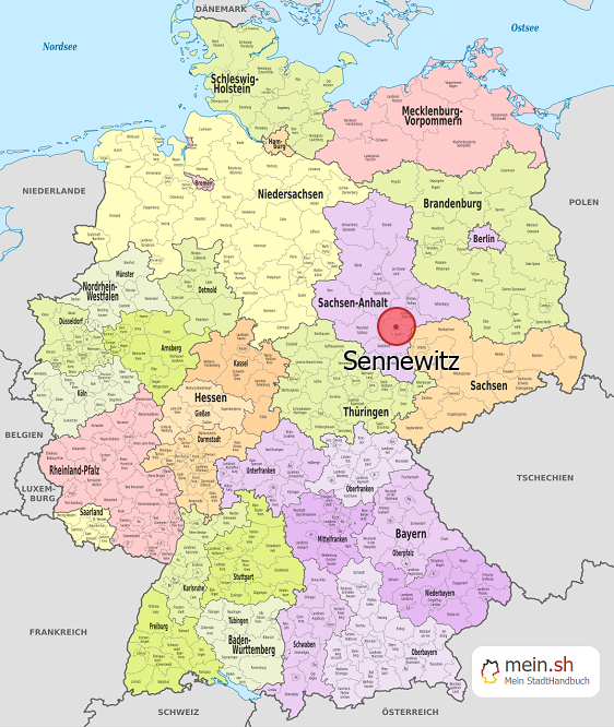 Deutschlandkarte mit Sennewitz