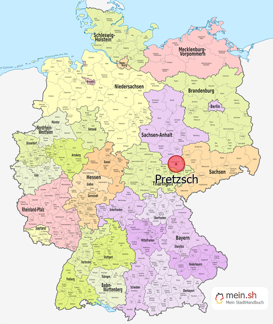 Deutschlandkarte mit Pretzsch