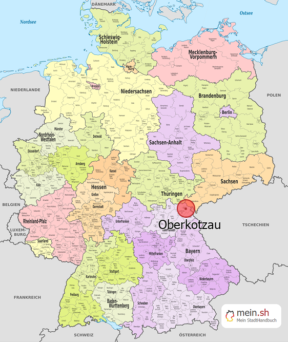 Deutschlandkarte mit Oberkotzau