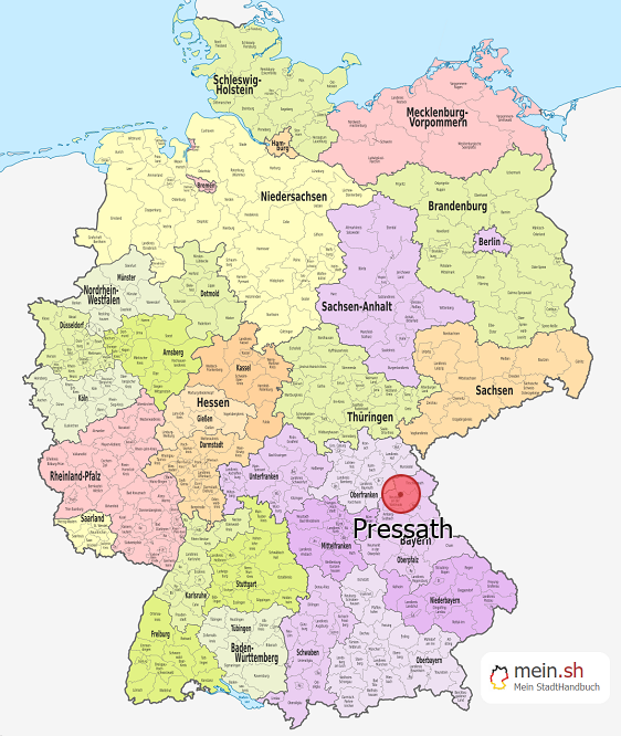 Deutschlandkarte mit Pressath