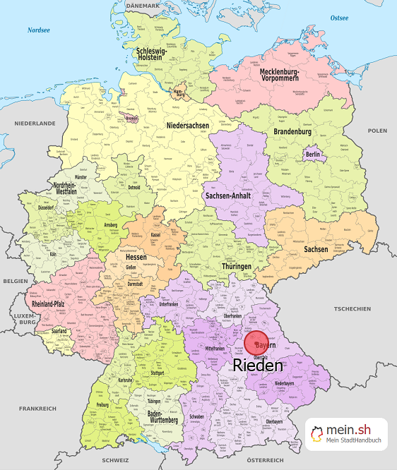 Deutschlandkarte mit Rieden