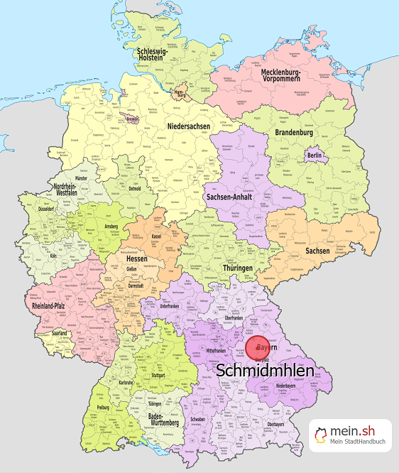 Deutschlandkarte mit Schmidmhlen